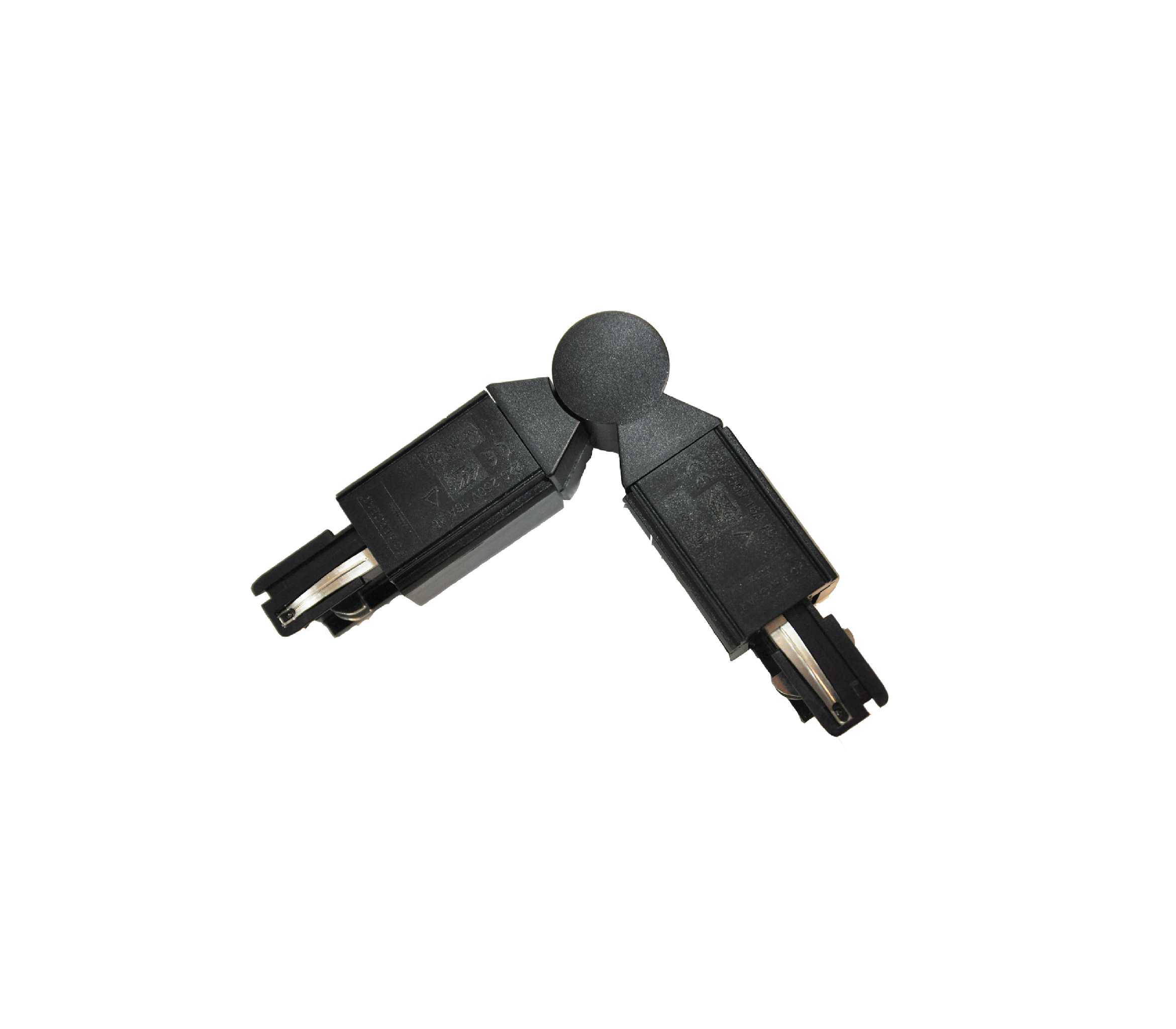 Conector L Electrificado Carril Trifásico Variable Negro