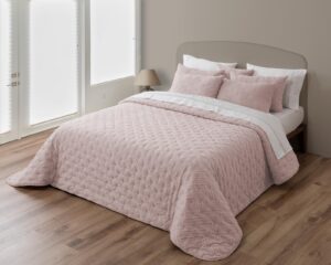 Colcha Bouti Soft Liso Color Rosa con Rellenos Acolchado - Cama 180