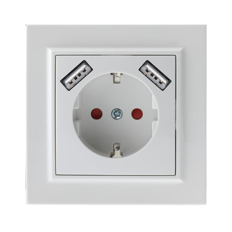 Enchufe Empotrable Tipo F Schuko Con Doble Usb