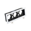 Marco downlight rectangulo para tres GU10 o modulo fuente LED blanco