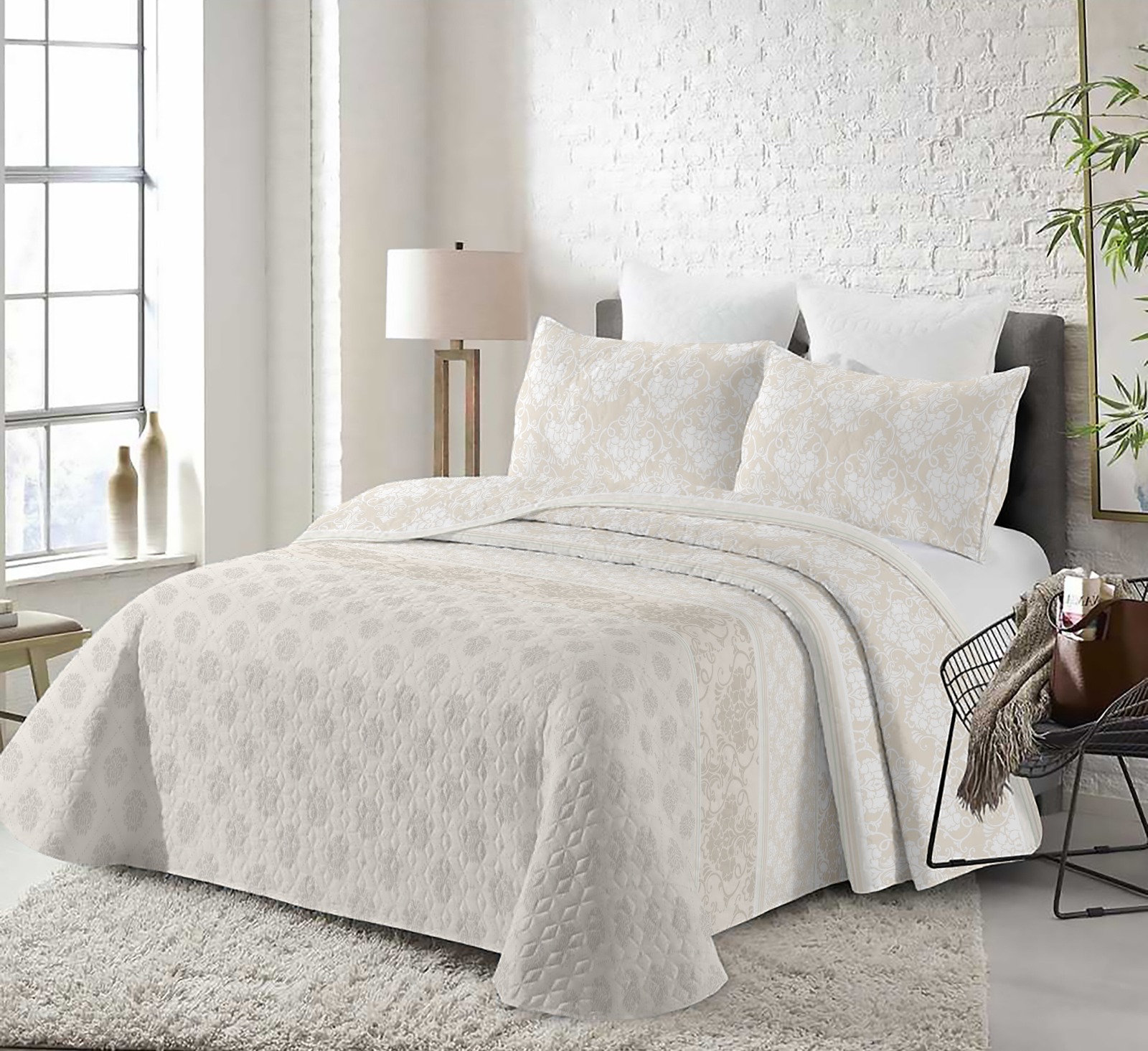colcha estampado primavera verano Imperial Beige Reversible