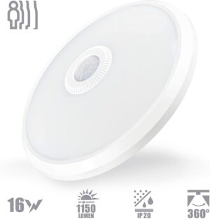 BORNWIN® Plafón superficie LED con Sensor de movimientos 16W IP20 Neutro 4000K