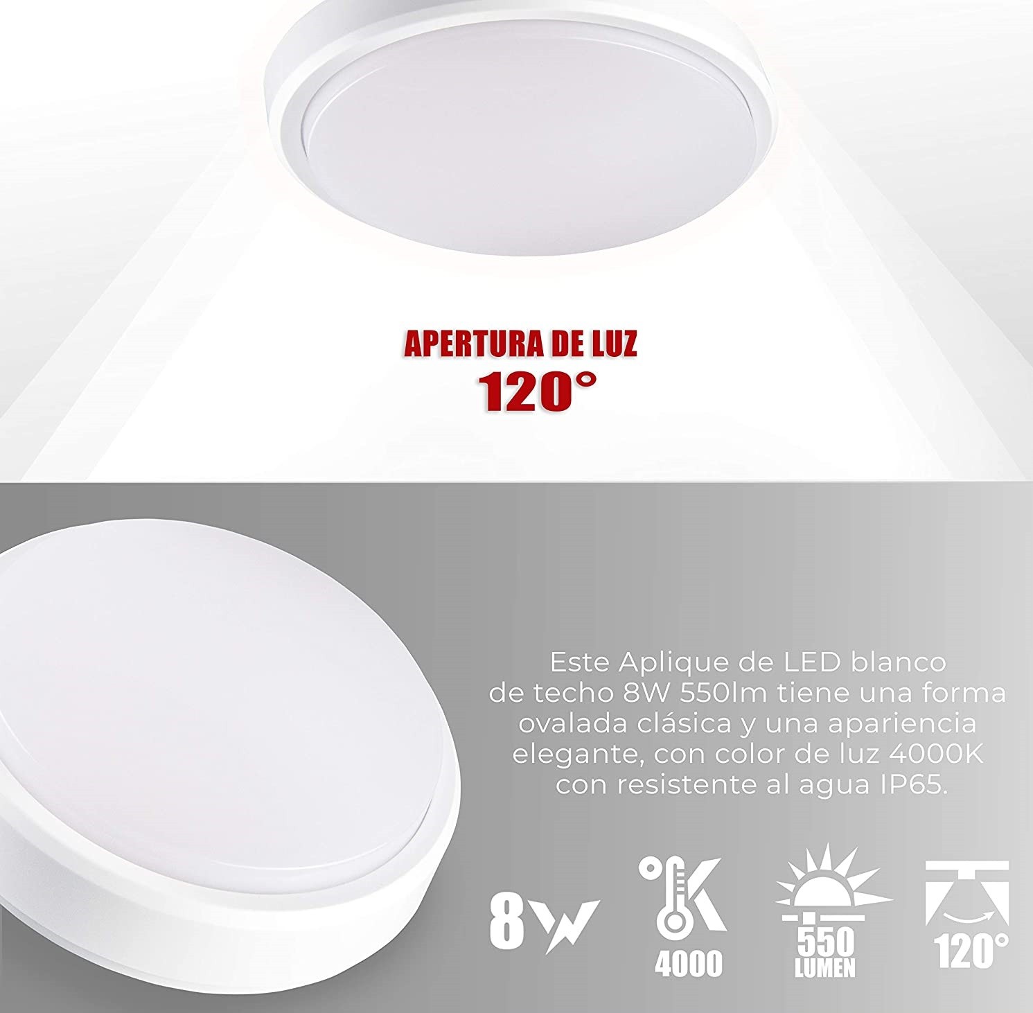BORNWIN® Plafón superficie LED con Sensor de movimientos 16W IP20 Neutro 4000K