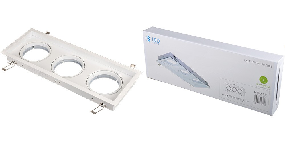 Porta Lámparas Empotrable AR111 160x460 Triple