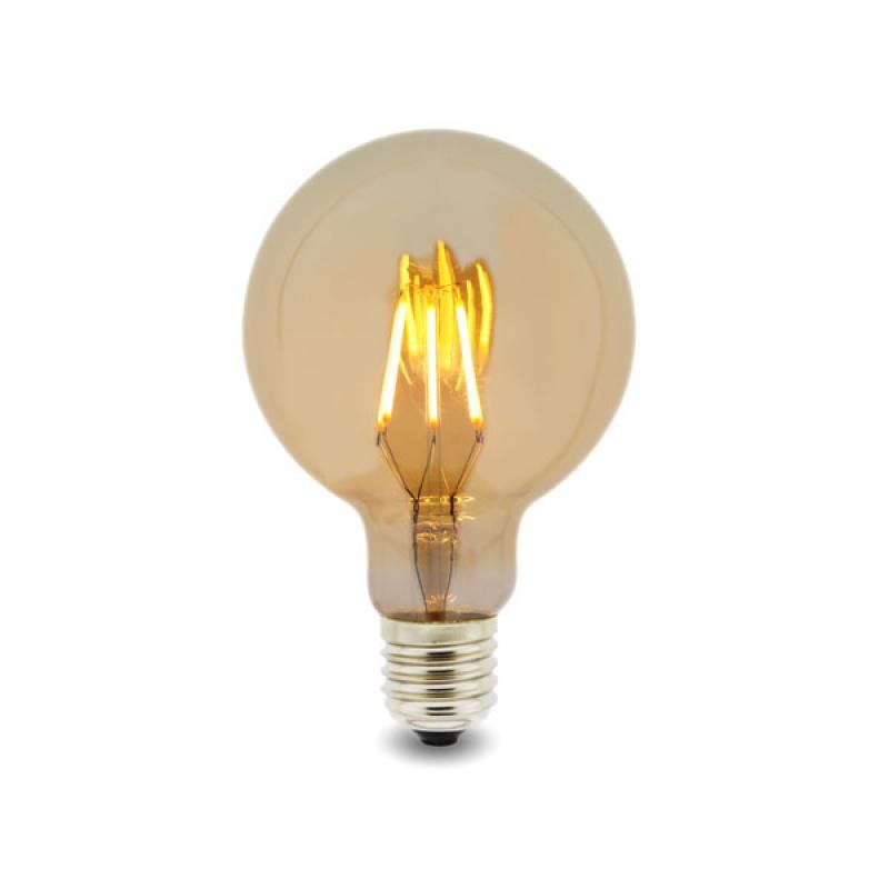 Bombilla Led Filamento E27 G95 6W ámbar