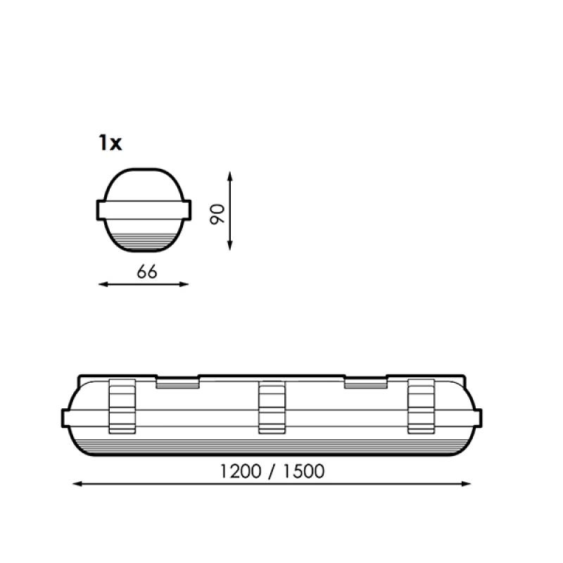 Pantalla Estanca Para un Tubo Led 1500 Mm Pantalla Estanca Para un Tubo Led 1500 Mm