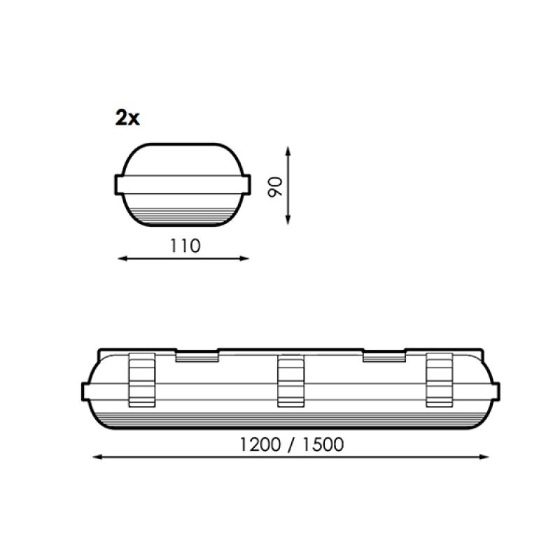 Pantalla Estanca Para Dos Tubos Led 1500 Mm Pantalla Estanca Para Dos Tubos Led 1500 Mm