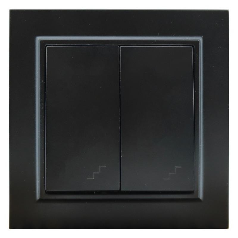 Interruptor Doble Conmutado Negro 84*84*40 BP05B